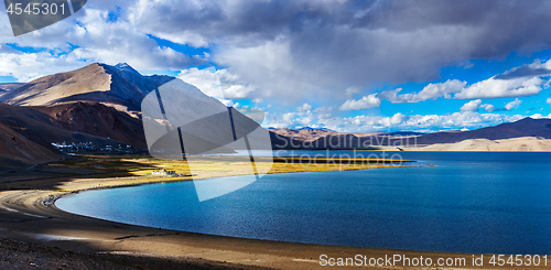 Image of Panorama of Tso Moriri on sunset, Ladakh