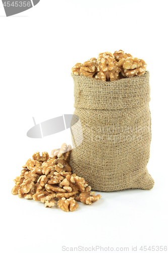 Image of Walnuts in burlap bag. 