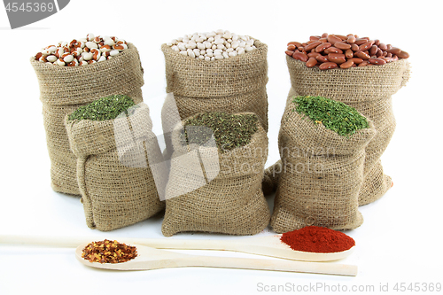 Image of Beans and seasonings. 