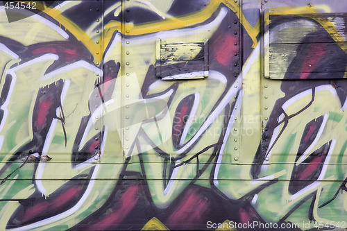Image of colorful graffiti on a train