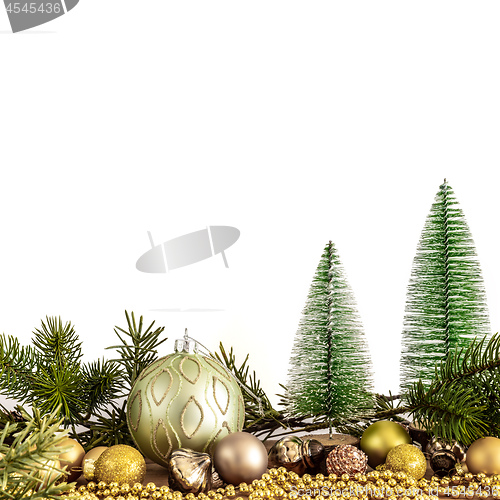 Image of Christmas decoration glass balls with fir trees