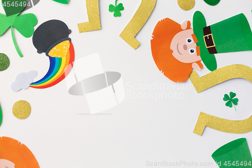 Image of st patricks day decorations on white background