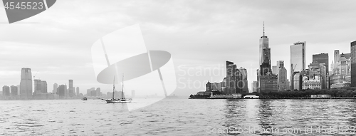 Image of Panoramic view of Lower Manhattan and Jersey City, New York City, USA