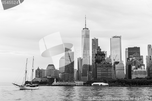 Image of Panoramic view of Lower Manhattan and Jersey City, New York City, USA