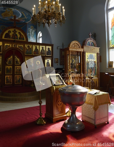 Image of Vantaa, Finland – August 4, 2019: interior of the orthodox Hol