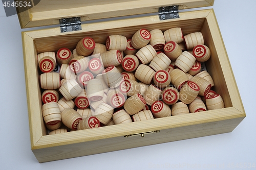Image of lotto set in wooden box