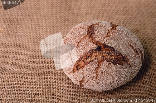 Image of  traditional finnish rye bread on burlap 