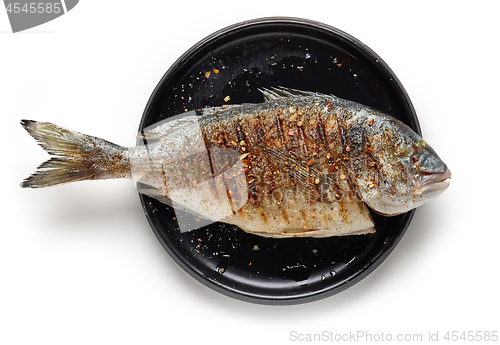 Image of Grilled fish on black plate