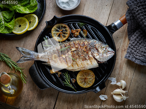 Image of fish on grilling pan