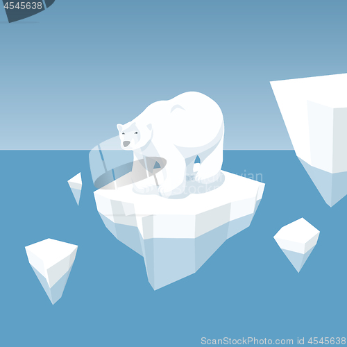 Image of Melting Iceberg And White Bear