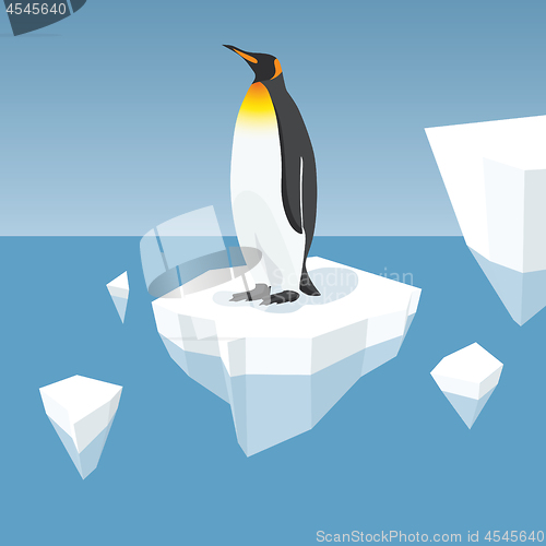 Image of Melting Iceberg And King Penguin