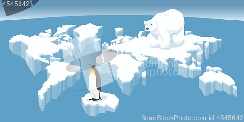 Image of Melting Ice Map Of World