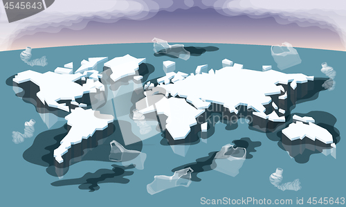 Image of Melting Ice Map Of World