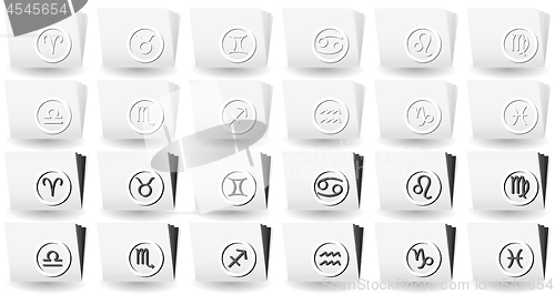 Image of White folders with zodiac signs on covers