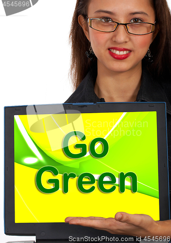 Image of Go Green Computer Message As Symbol For Eco friendly