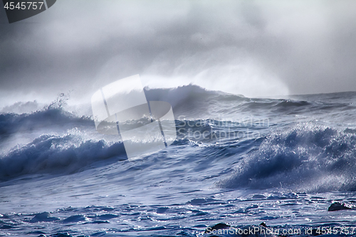 Image of turbulent waves of Pacific ocean