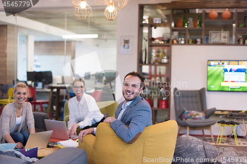 Image of Startup Business Team At A Meeting at modern office building