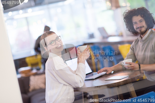 Image of startup Business team Working With laptop in creative office