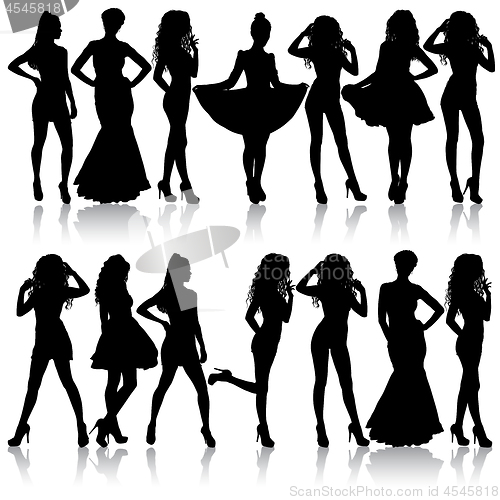 Image of Beautiful fashion girl silhouette on a white background