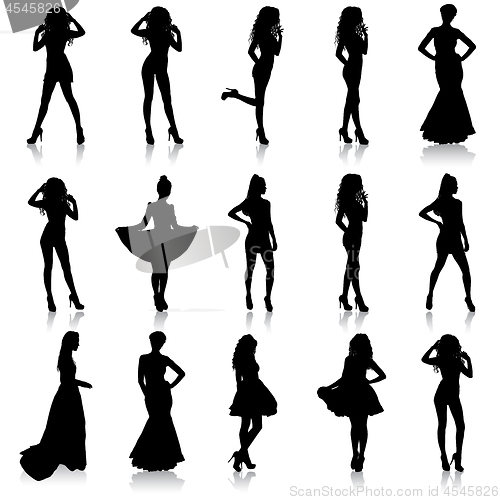 Image of Beautiful fashion girl silhouette on a white background