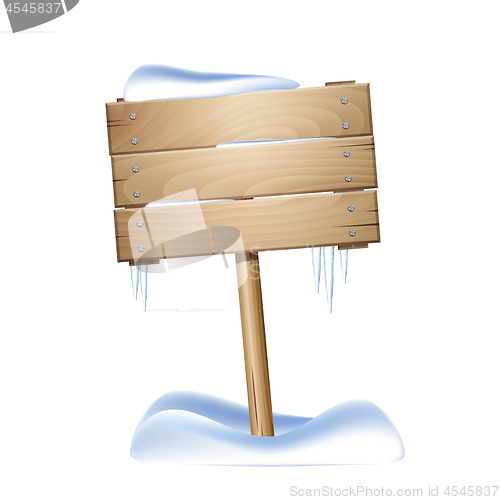 Image of Wooden sign in snow