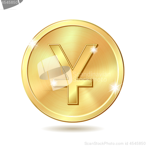 Image of golden coin with yuan sign
