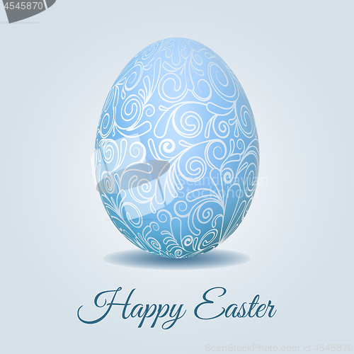 Image of Easter card with pale blue pastel Easter egg