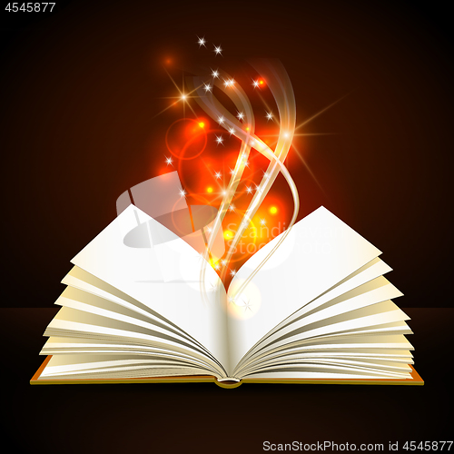 Image of Open book with mystic bright light