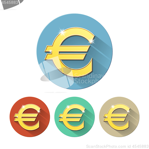Image of Euro signs set, on colored circles