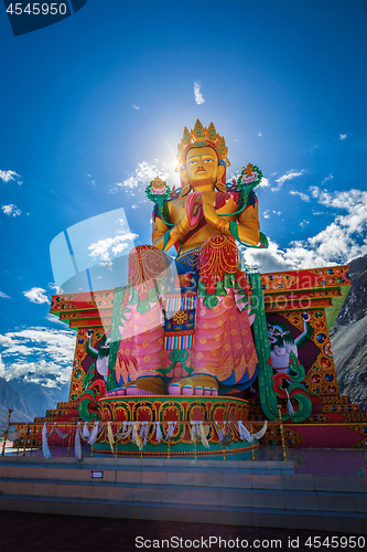 Image of Buddha Maitreya statue in Diskit Gompa. Nubra Valley. Ladakh, In