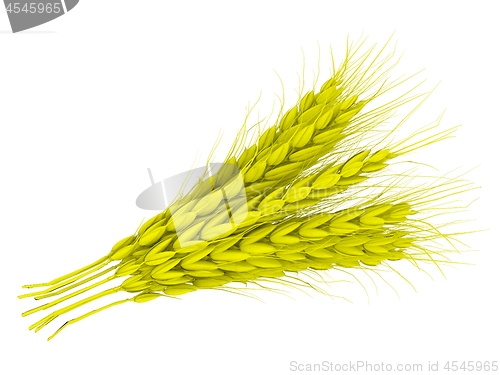 Image of Wheat ears spikelets with grains. 3d render