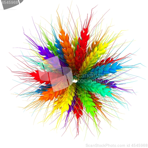 Image of Colorful spikelets design. Top view. 3d render