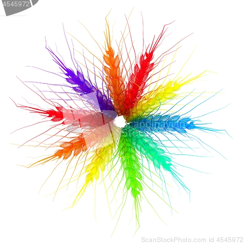 Image of Colorful spikelets design. Top view. 3d render