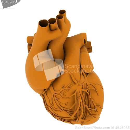 Image of Yellow human heart. 3d illustration