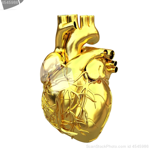 Image of Golden anatomical heart. 3d render