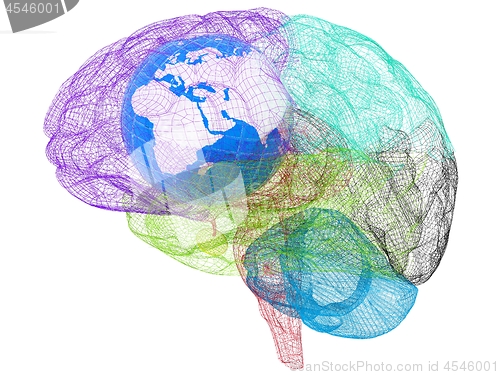 Image of Earth in a brain. 3d render