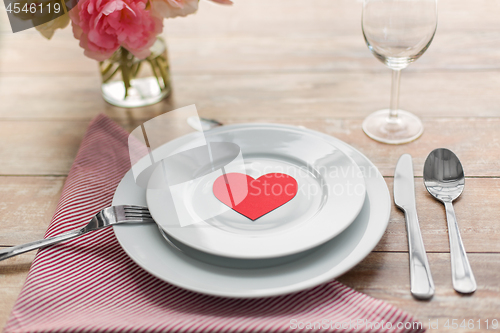 Image of close up of table setting for valentines day