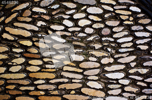 Image of Background of Oval Stones with Concrete