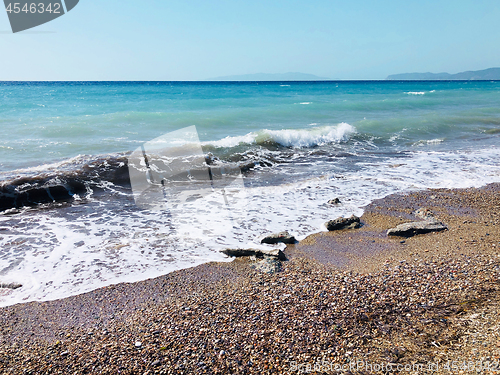 Image of beautiful sea waves in Greece