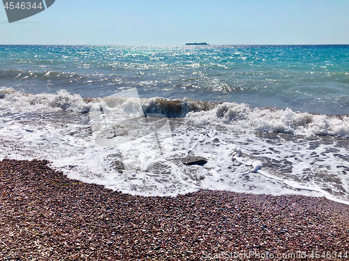 Image of beautiful sea waves in Greece