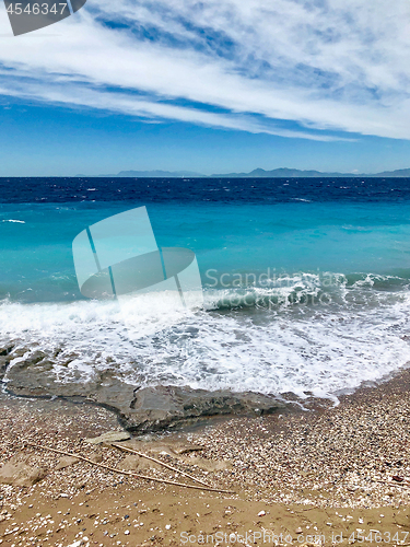 Image of beautiful sea waves in Greece