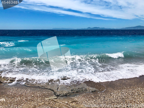 Image of beautiful sea waves in Greece