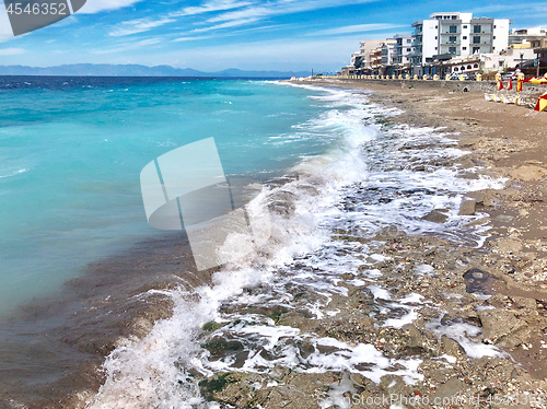 Image of Beautiful view of Aegean sea coastline 