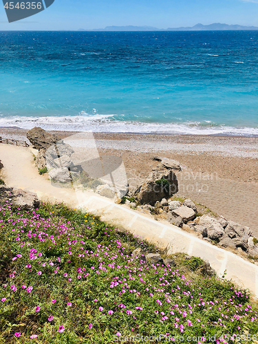 Image of Beautiful view of Aegean sea coastline 