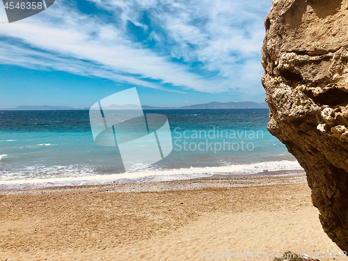 Image of Beautiful view of Aegean sea coastline 