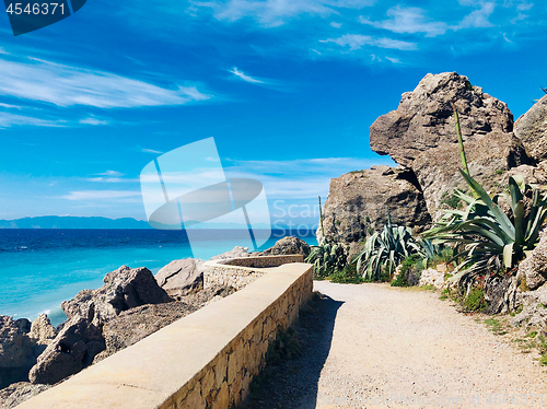 Image of Beautiful view of Aegean sea coastline 