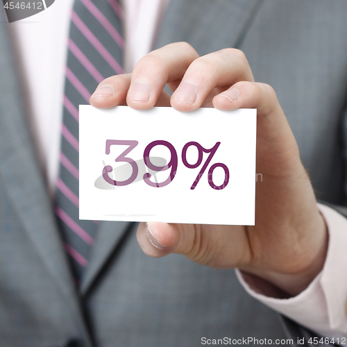 Image of 39% on a card