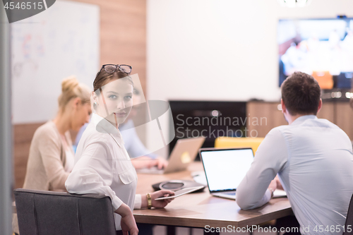 Image of Startup Business Team At A Meeting at modern office building
