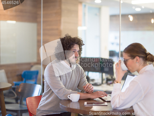 Image of startup Business team Working With laptop in creative office