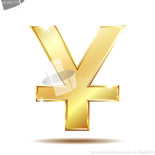 Image of Shiny golden Yuan currency symbol